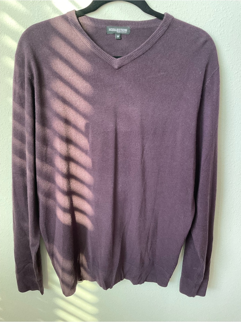 Collection B Men's V-Neck Sweater in Plum Purple